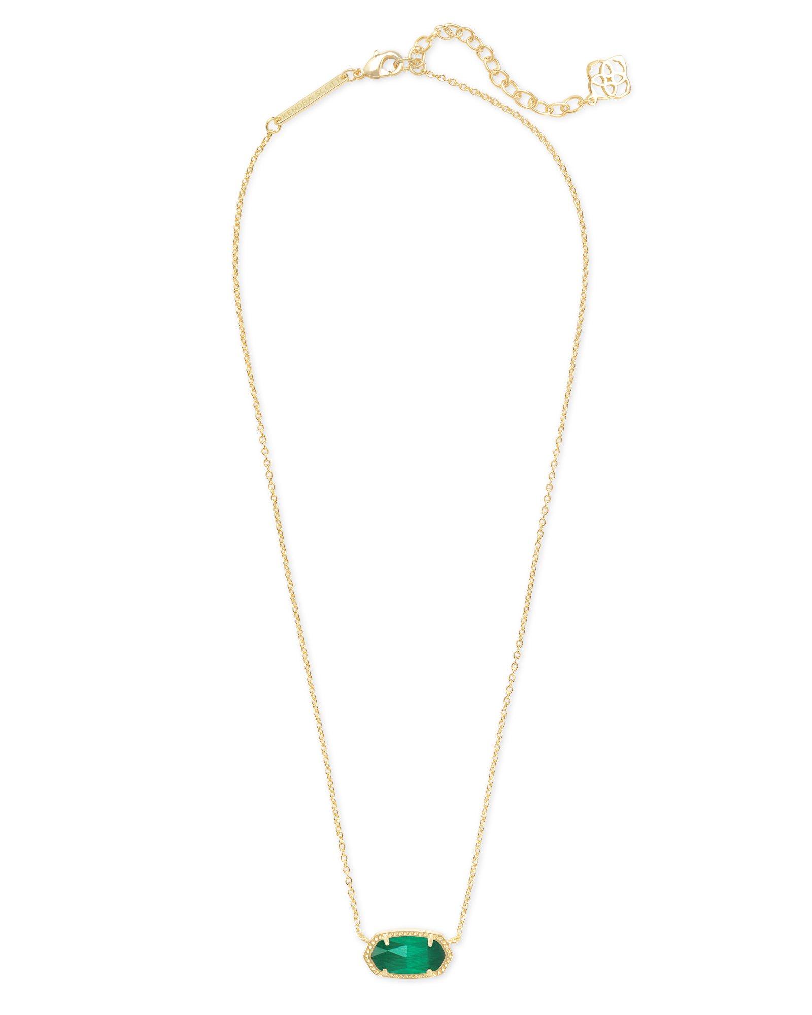 Elisa Gold Pendant Necklace in Emerald Cat’s Eye Product Image