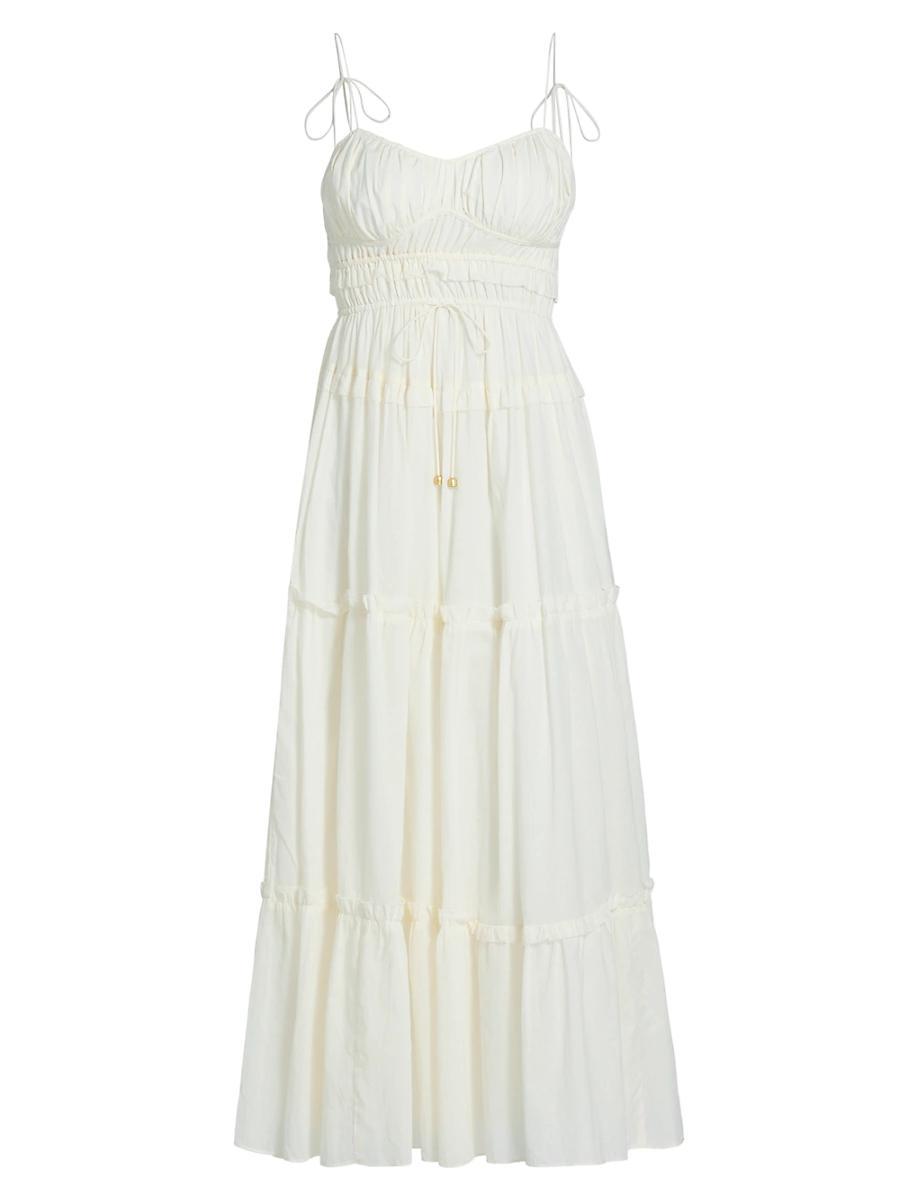 Womens Hallie Cotton Gathered Midi-Dress Product Image
