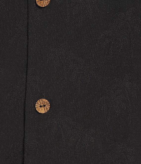 Caribbean Palm Trees Jacquard Short Sleeve Woven Camp Shirt Product Image