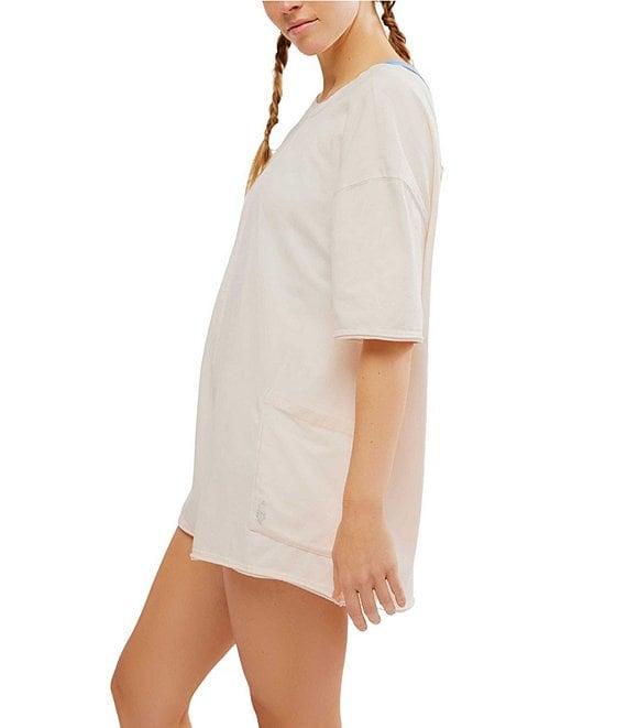 Free People FP Movement Hot Shot Crew Neck Short Sleeve Oversized Patch Pocket V Back Tee Romper Product Image