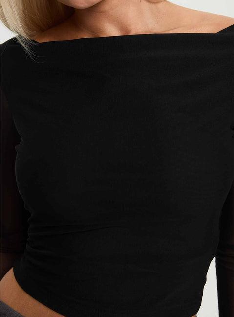 Valette Mesh Long Sleeve Top Black Product Image