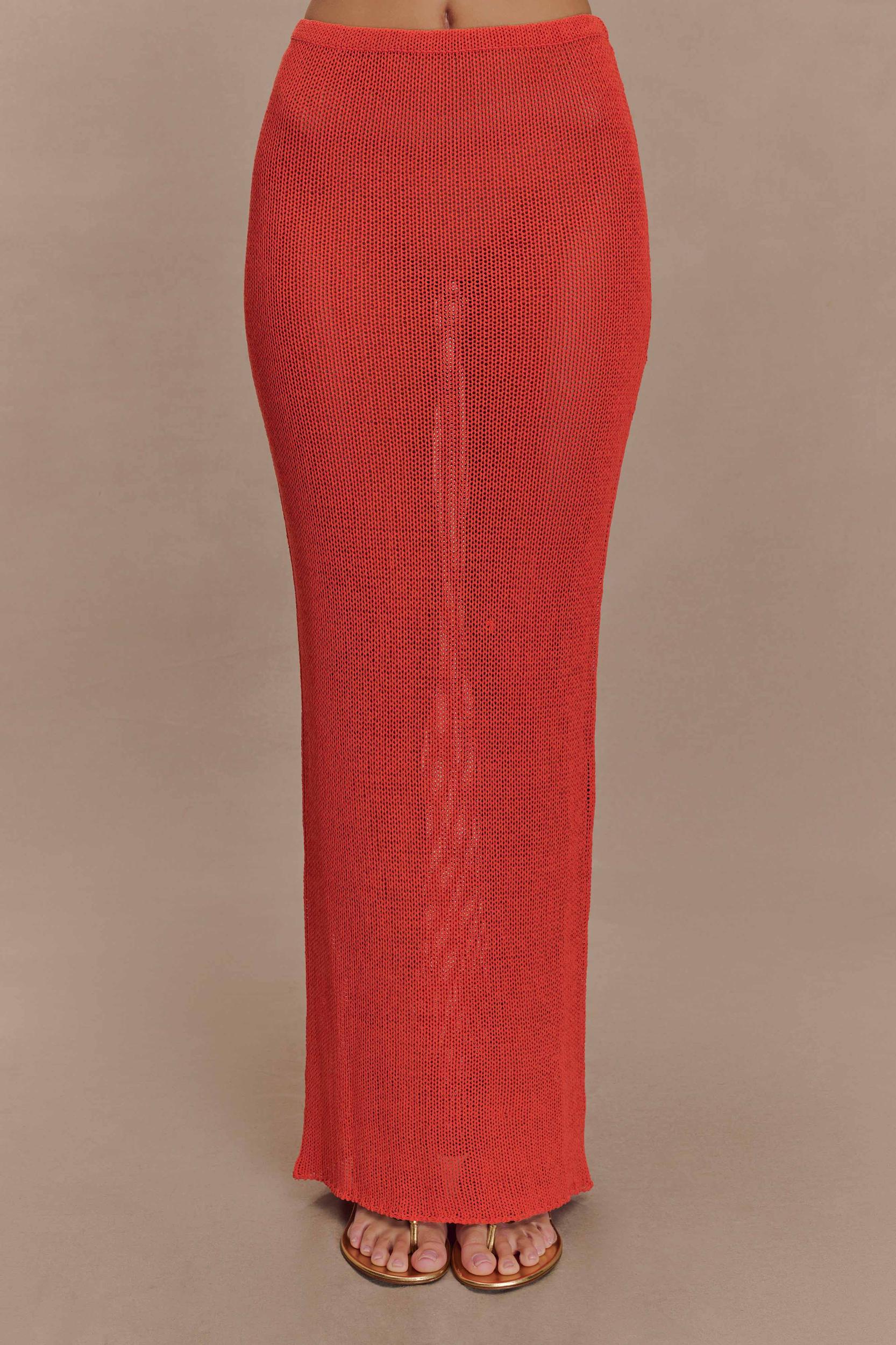 Reagan Knit Maxi Skirt - Orange Product Image