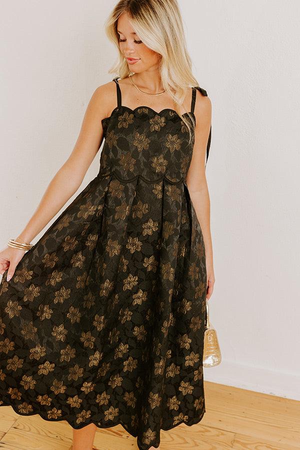 Moonlit Kiss Floral Jacquard Midi Dress Product Image
