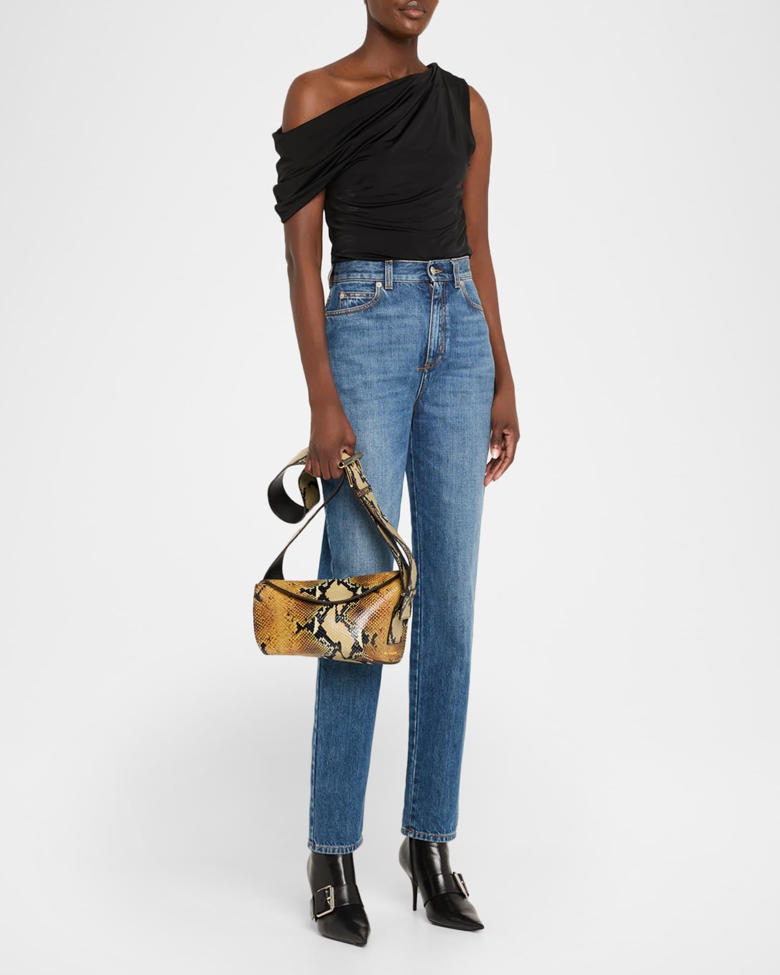 Python-Embossed T-Bar Sling Shoulder Bag Product Image