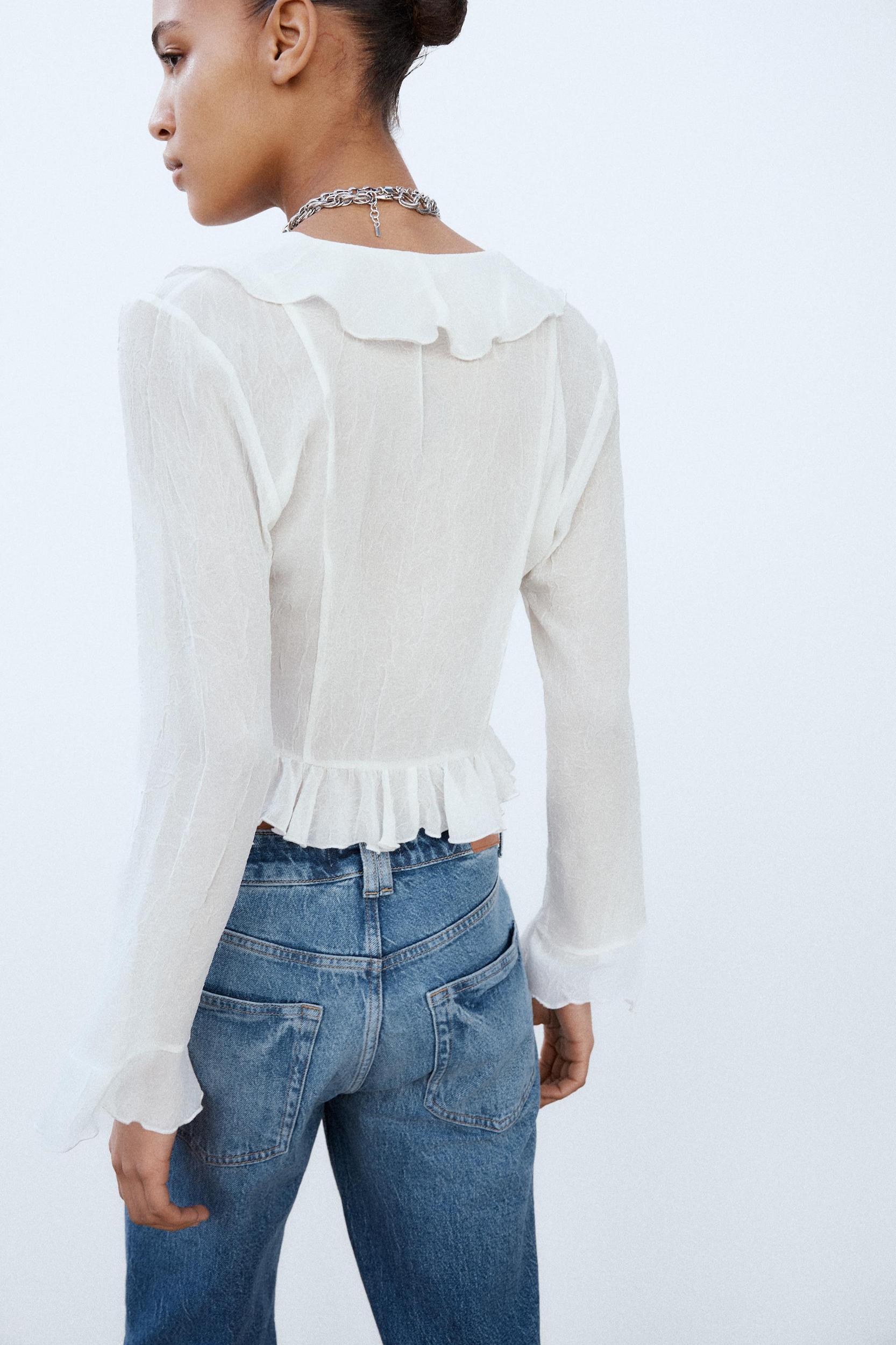 SEMI-SHEER BLOUSE WITH RUFFLES Product Image
