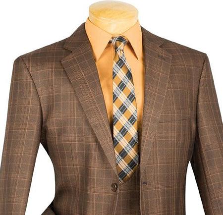 Renaissance Collection - Regular Fit Glen Plaid 3 Piece Suit Chestnut Product Image