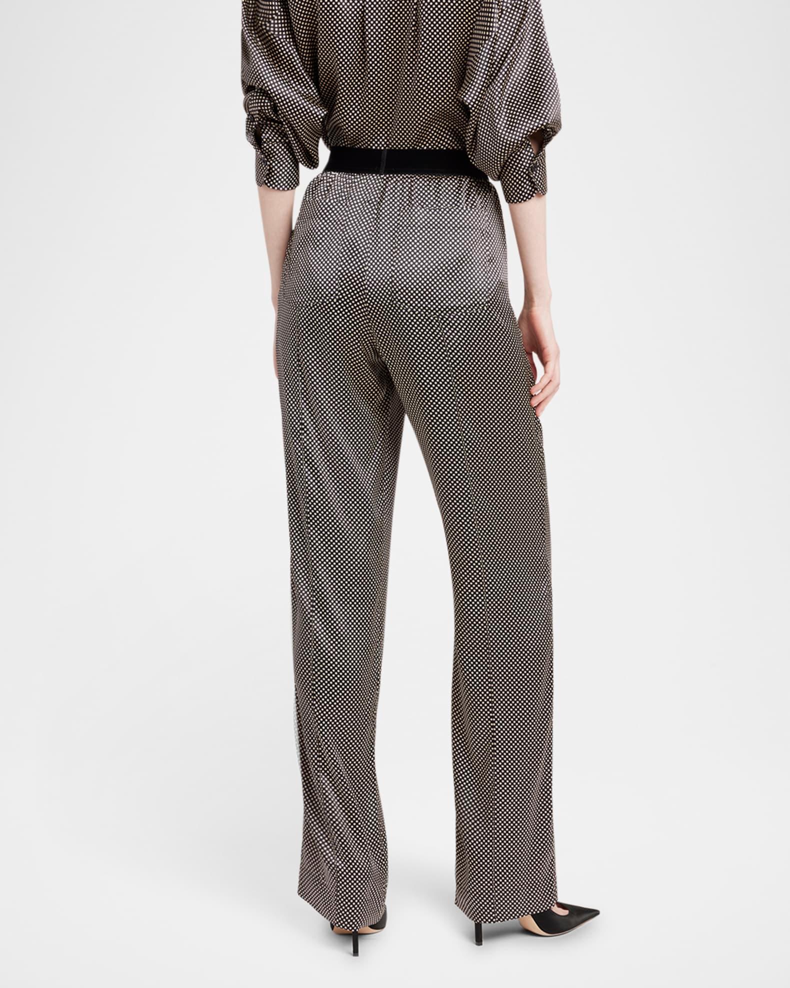 Polka Dot Print Stretch Satin Pajama Pants Product Image