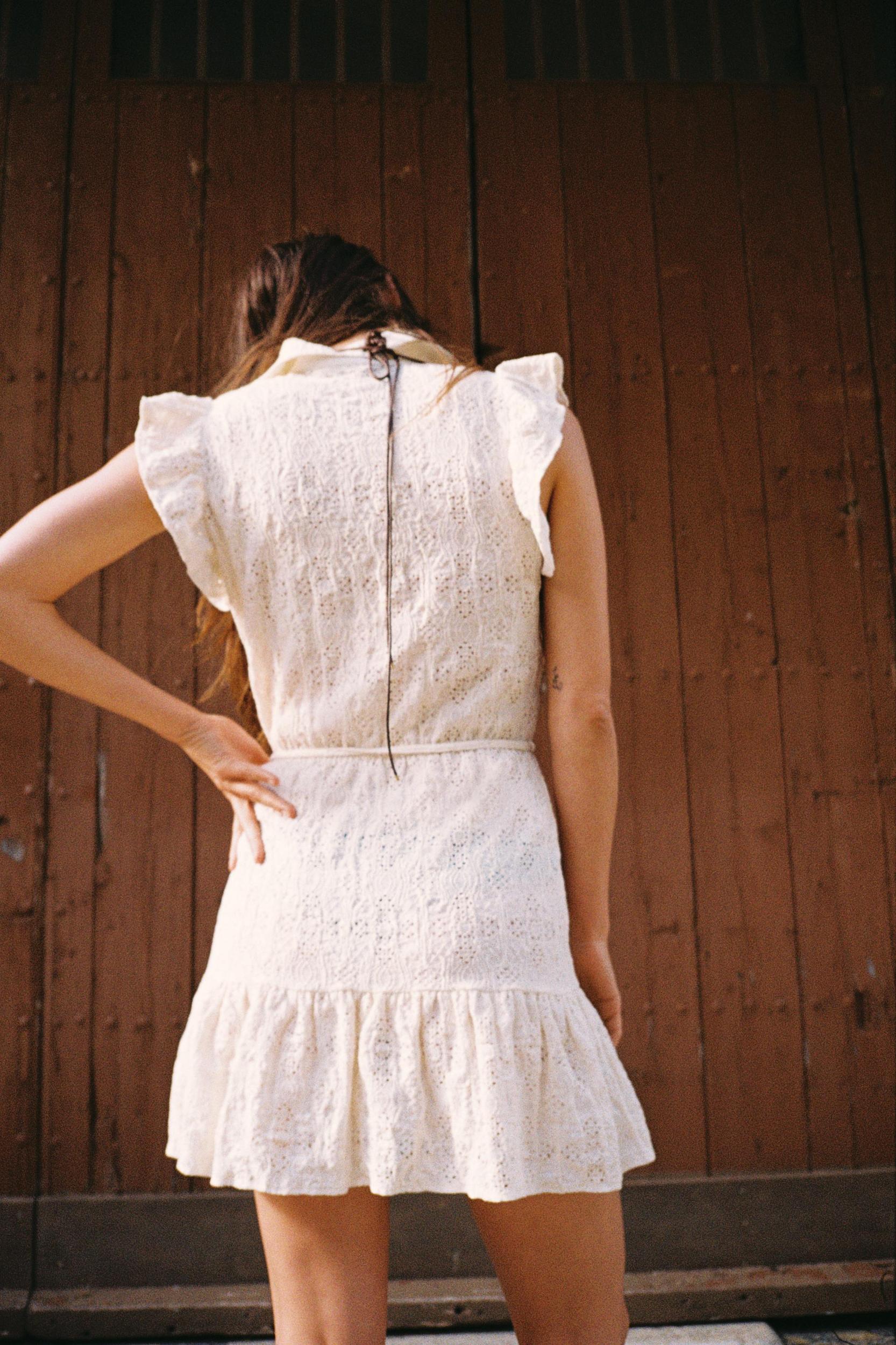 EMBROIDERED BELTED DRESS Product Image