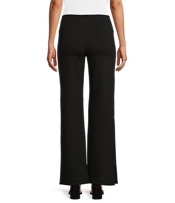 Slim Factor by Investments Ponte Knit Snap Wide Leg Pants Product Image