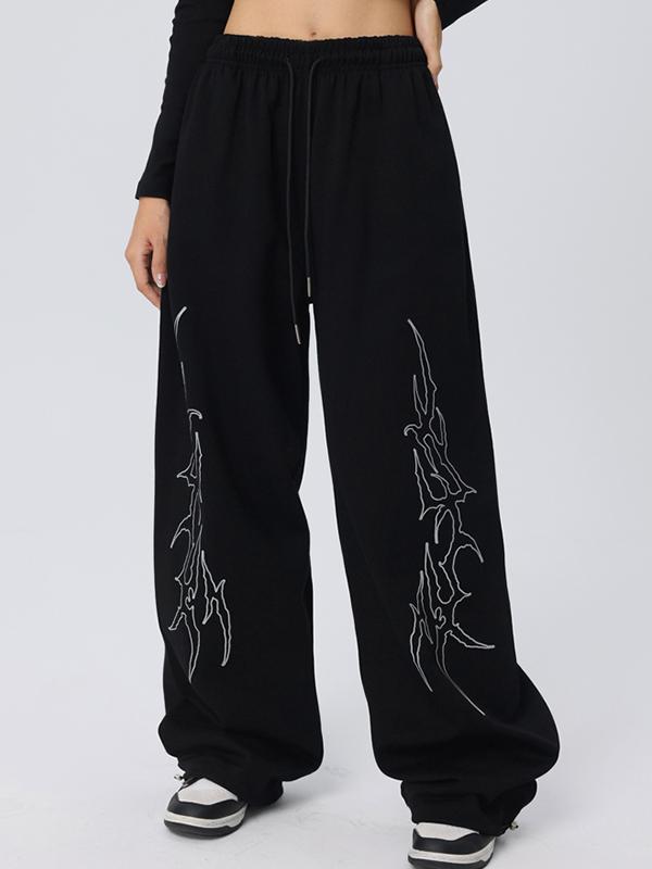 Vintage Print Loose Sweatpants Product Image