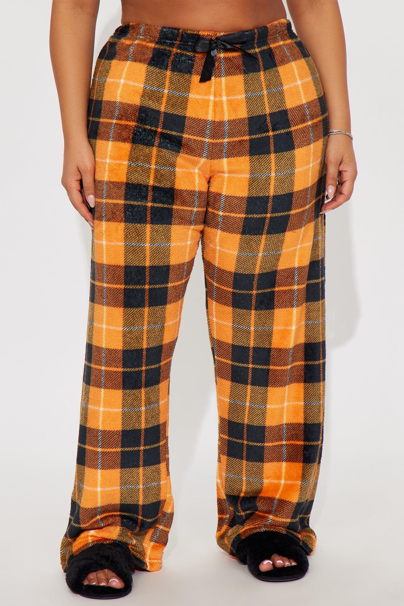 Autumn Vibes Plush PJ Pants - Orange/combo Female Product Image