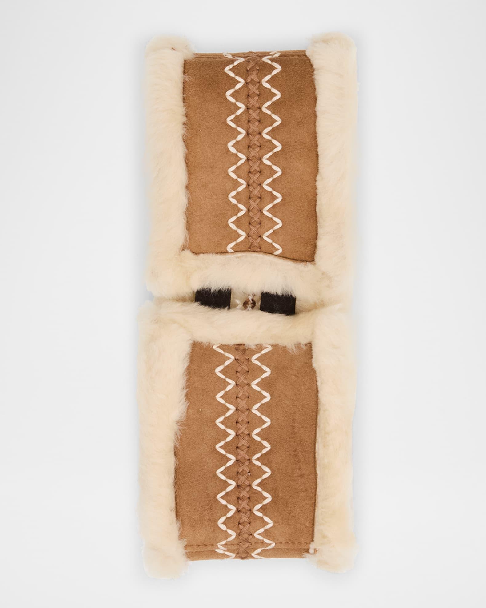 Embroidered Dyed Shearling Headband Product Image