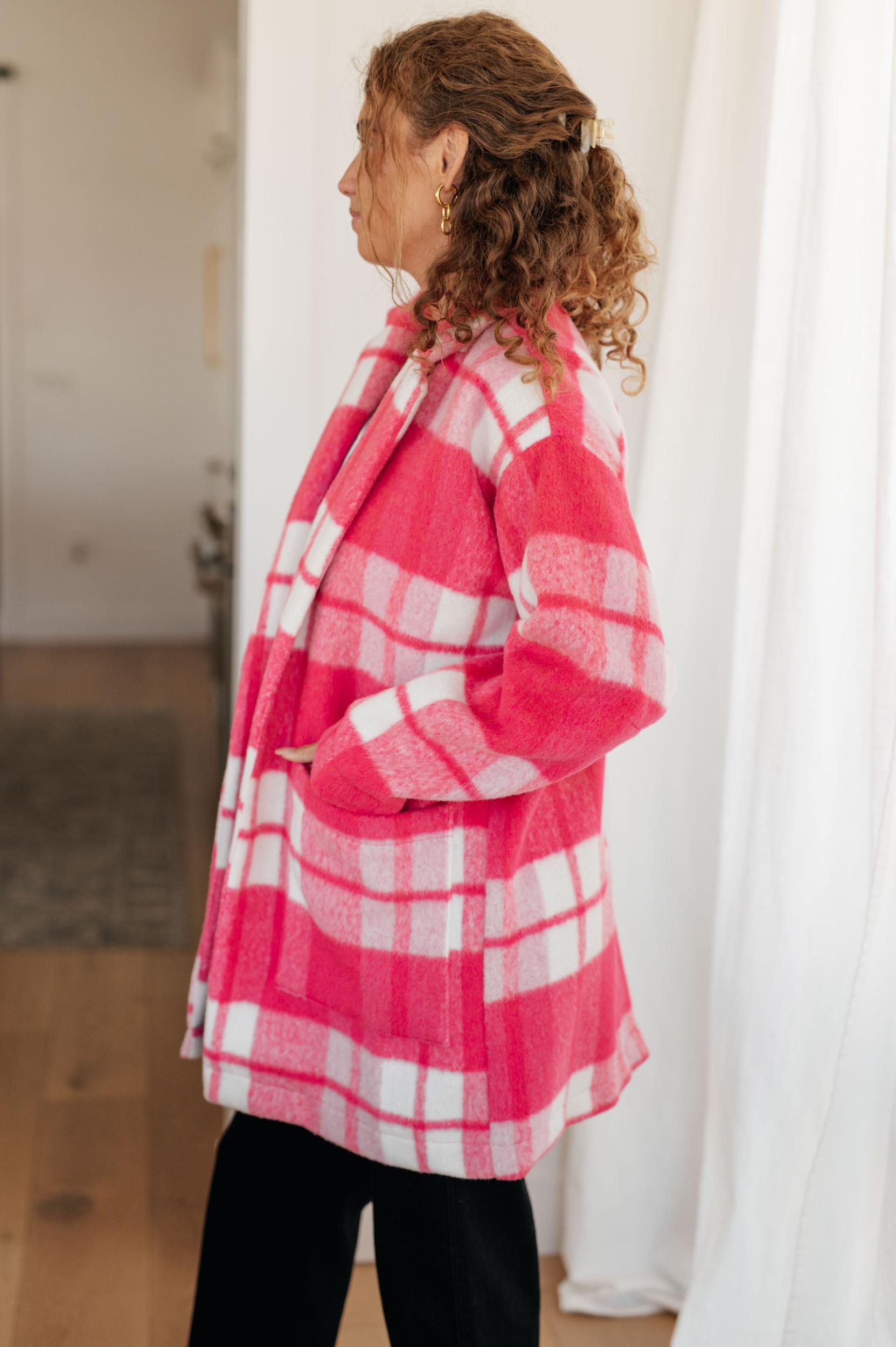 Passion in Plaid Coat in Pink (Online Exclusive) Product Image