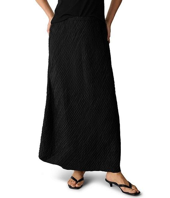 Eileen Fisher Textured Silk Jacqaurd Bias Midi Skirt Product Image