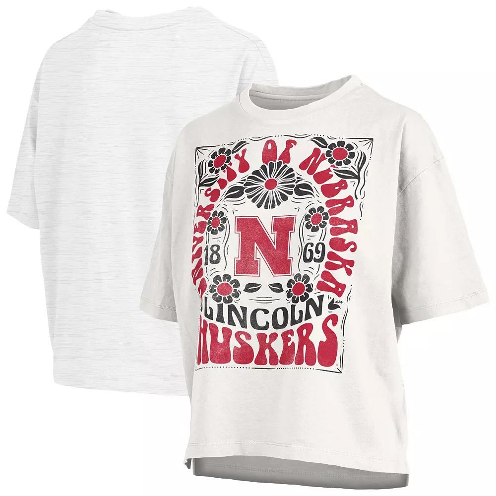 Women's Pressbox White Nebraska Huskers Harmony Oversized T-Shirt, Size: Small Product Image