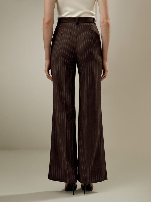 Pinstriped high-rise straight pants Product Image