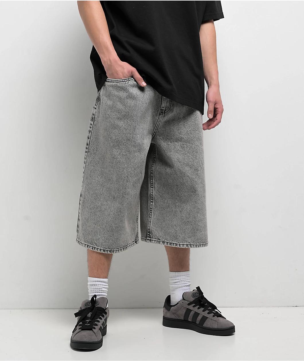 Empyre Blake Loose Fit Blue Wash Denim Skate Shorts Product Image