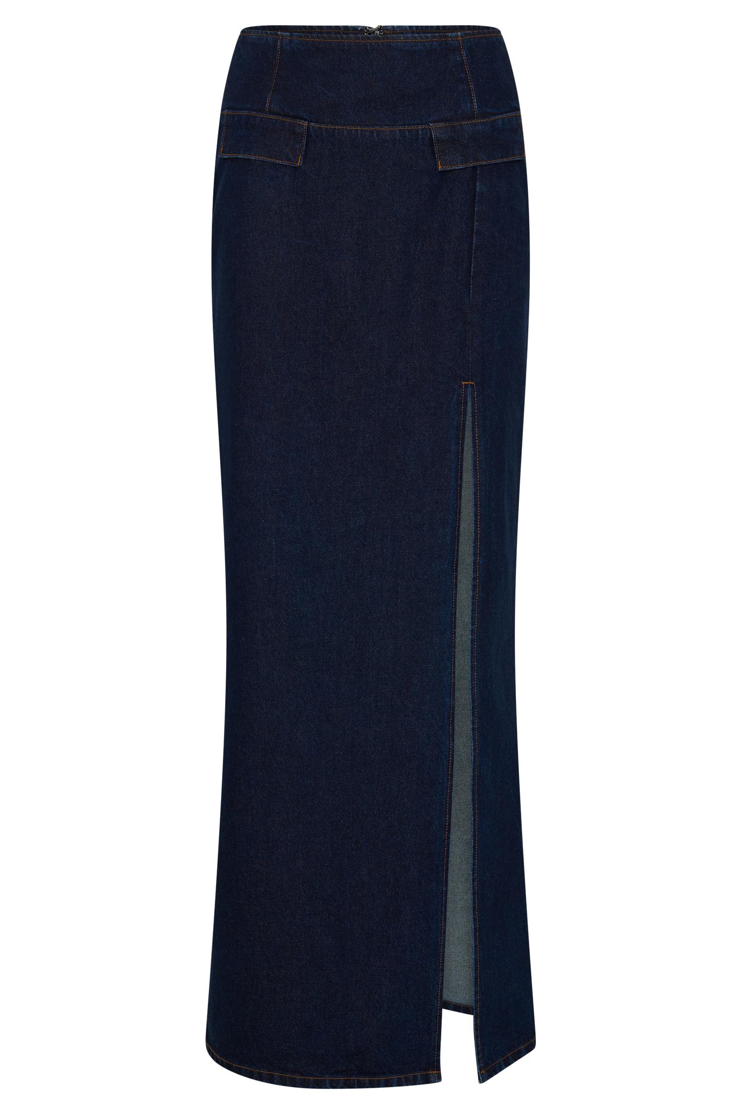 Maylena High Rise Denim Maxi Skirt - Indigo Blue Female Product Image