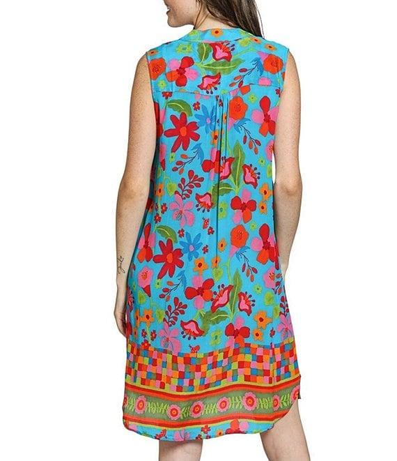 APNY Woven Floral Print Mandarin Collar Sleeveless Sheath Dress Product Image