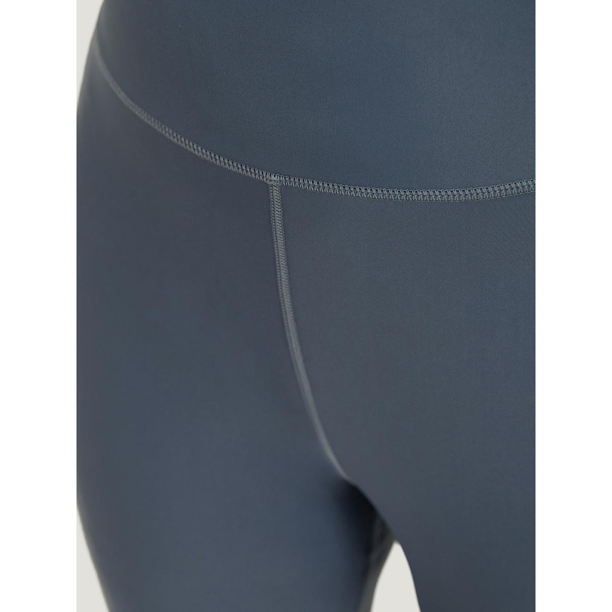 Plus Size Plain Skinny Quilted Ankle Leggings Women SlateGray Elegant High stretch Skinny High Rise Dailywear Leggings BloomChic 22-24/3X Product Image