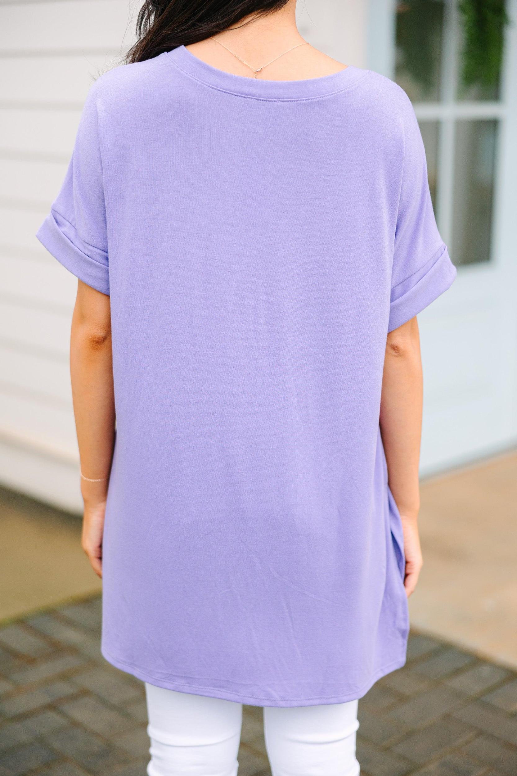 Make Your Life Easy Lavender Purple V-neck Top Female Product Image