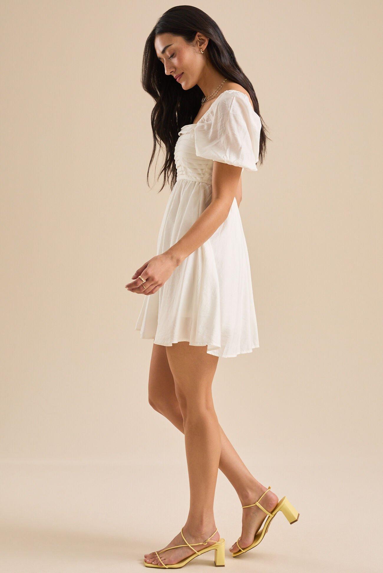 Amalia Puff Sleeve Pleated Dress Product Image