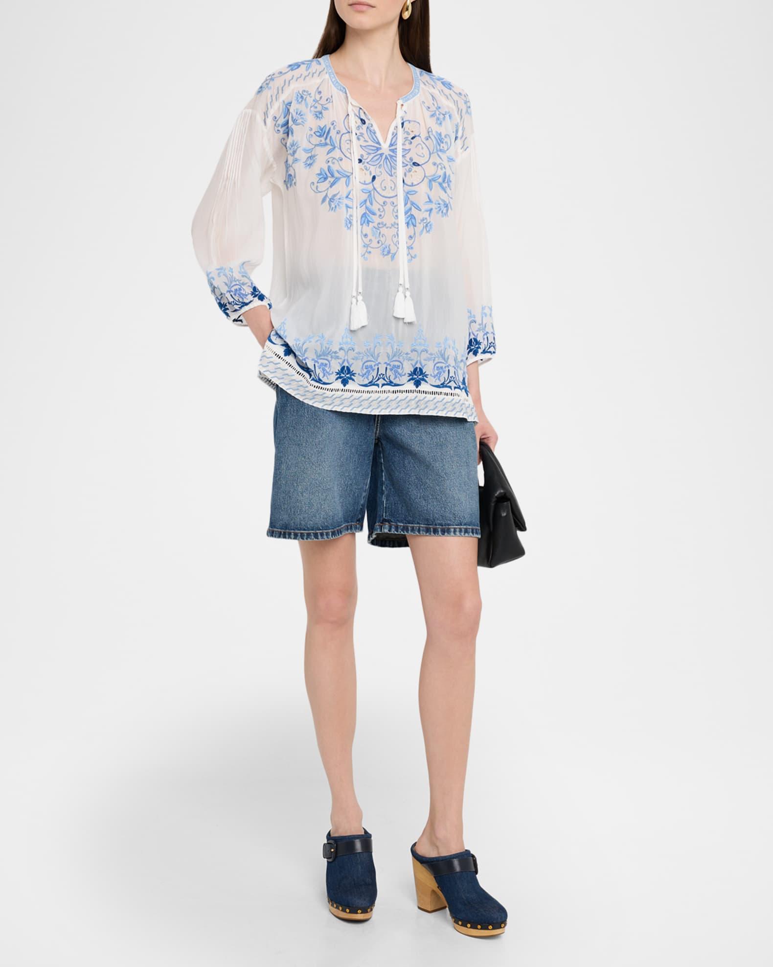 Margot Floral-Embroidered Georgette Blouse Product Image