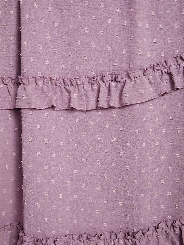 Plain Drawstring Ruched Pocket Ruffle Trim Cami Dress Female Product Image