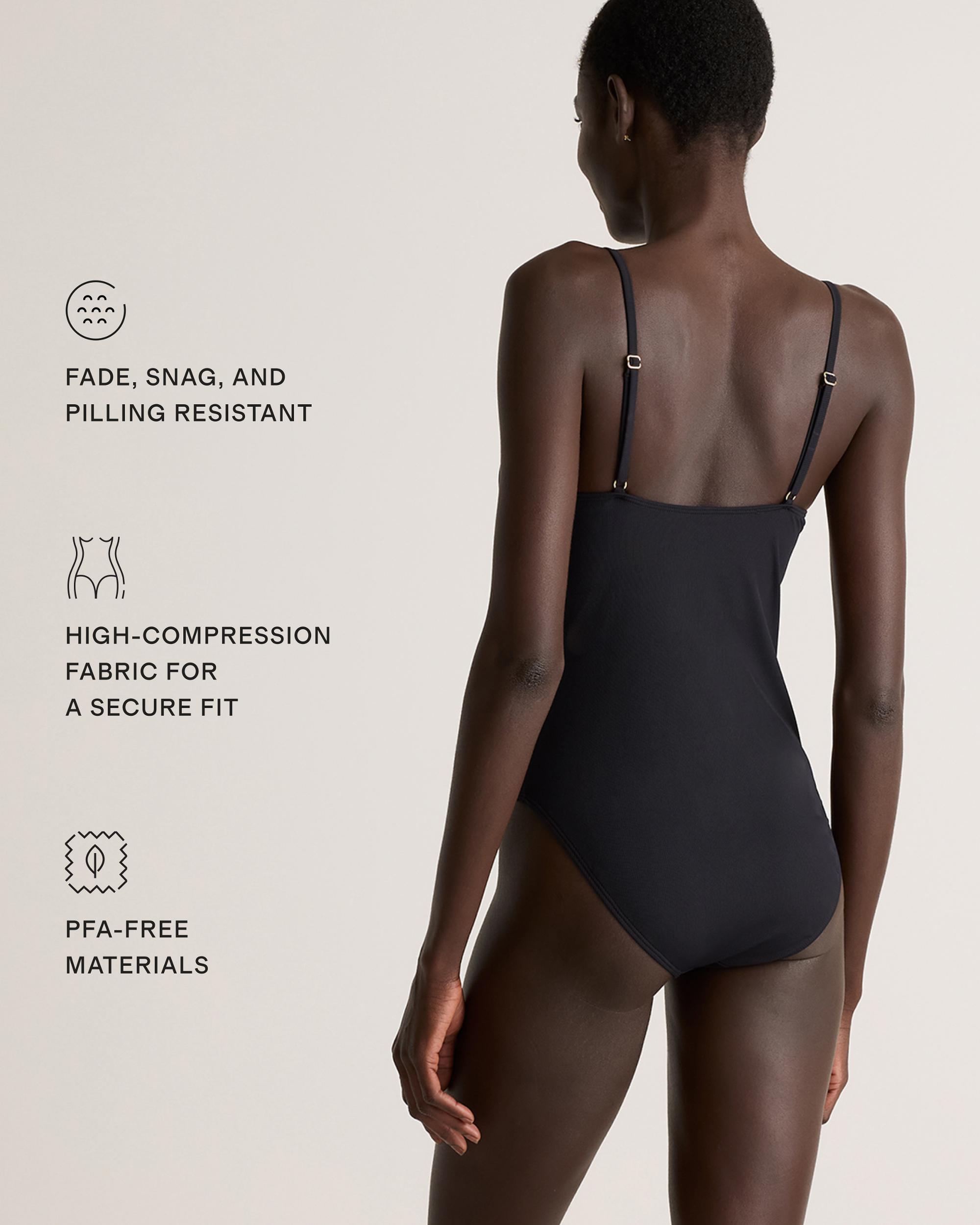 Quince | Women's Italian Cami Ribbed One-Piece Swimsuit 78% Recycled Polyamide, 22% Spandex Product Image