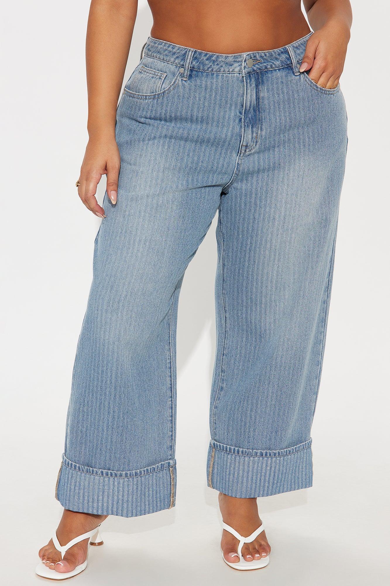 Catch Up Cuffed Wide Leg Jeans - Vintage Wash Female Product Image