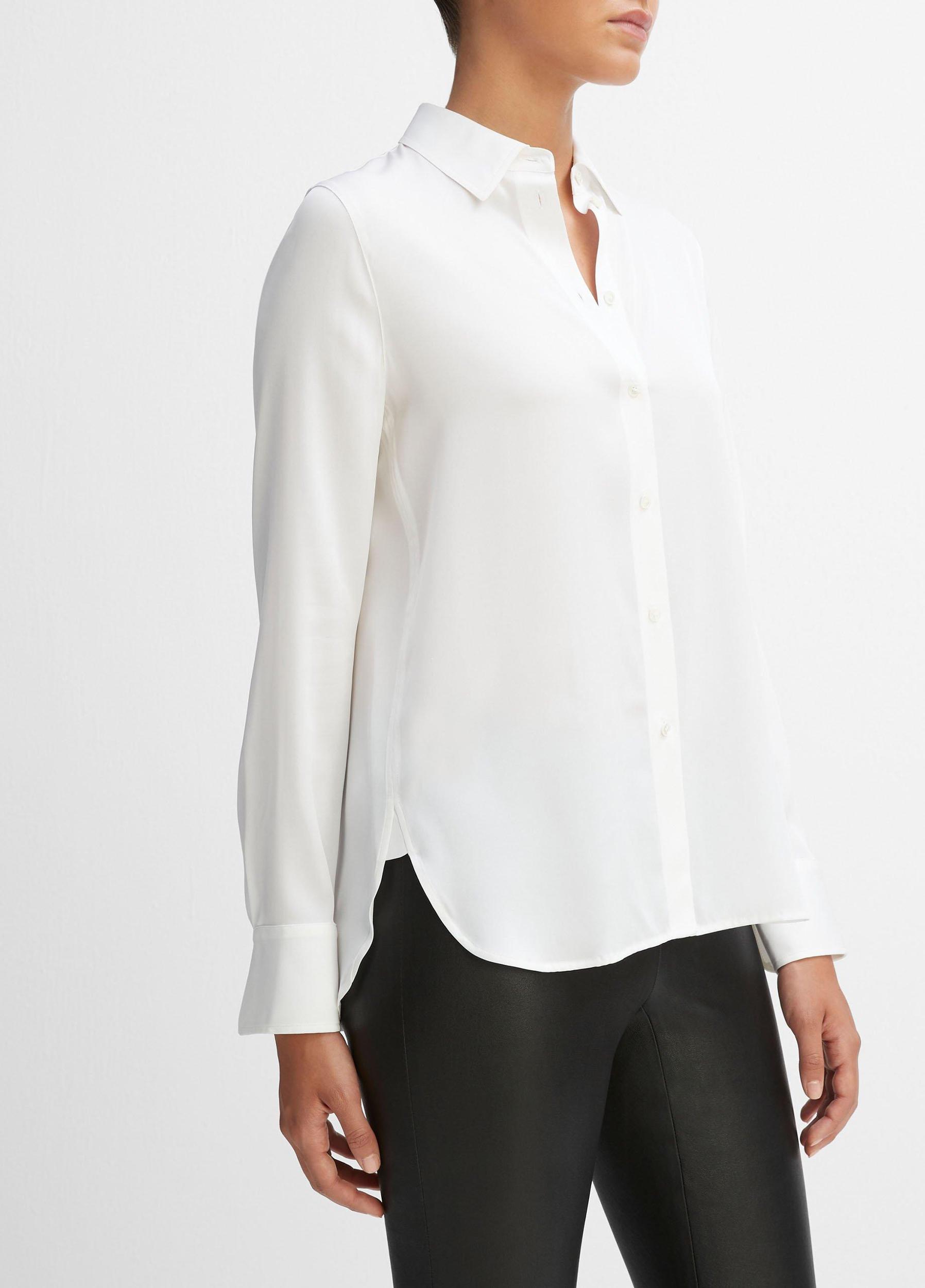 Slim Fitted Stretch-Silk Blouse Product Image