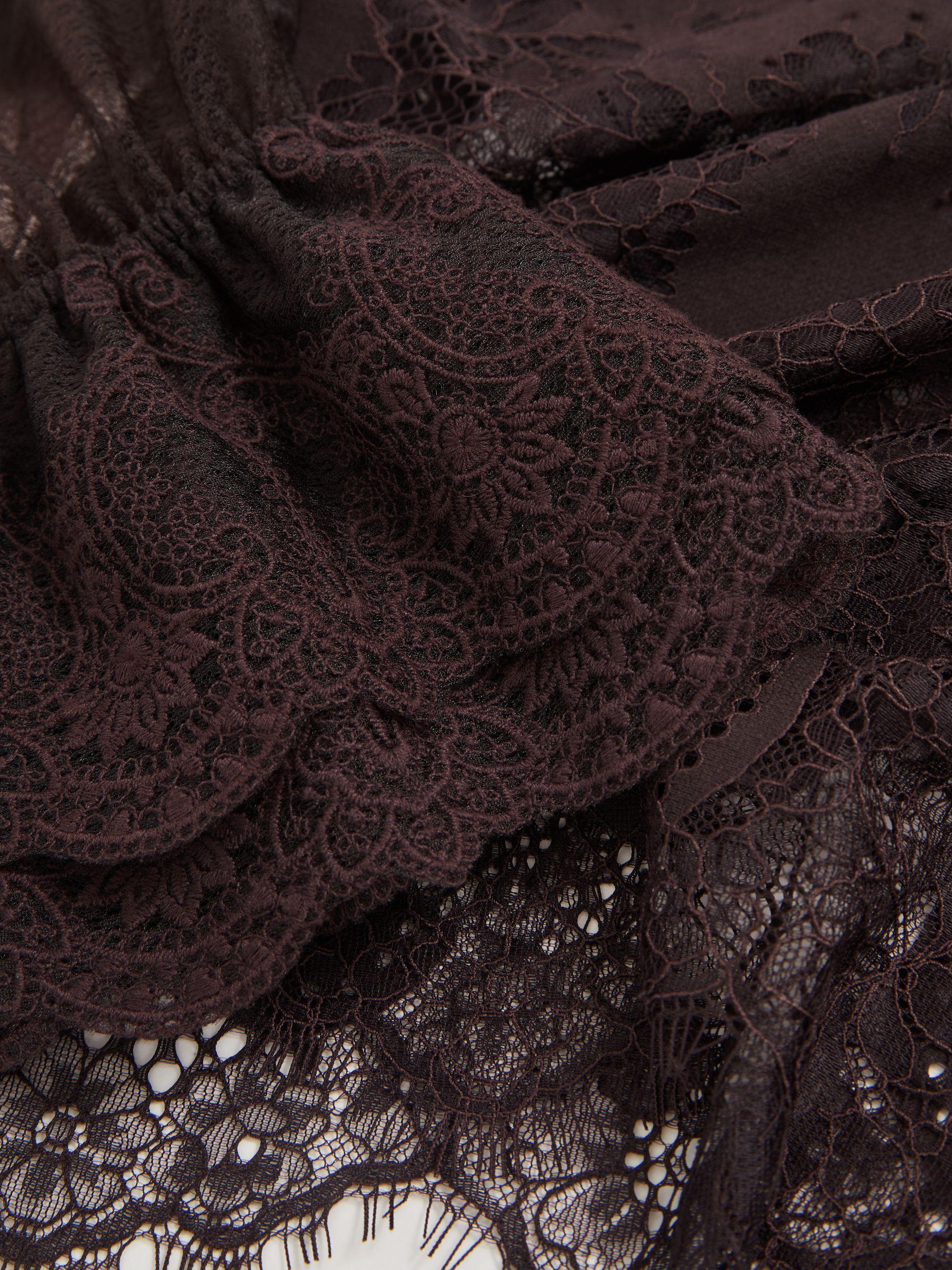 Lace Flared Cuff Blouse in Chocolate Brown Product Image