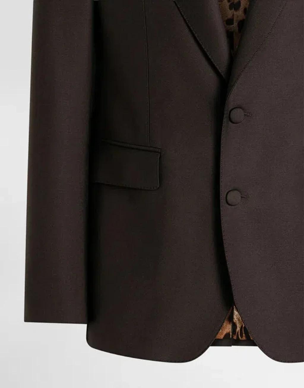 DOLCE & GABBANA Brown Single-breasted Jacket With Peak Revers In Wool Man In Green Product Image