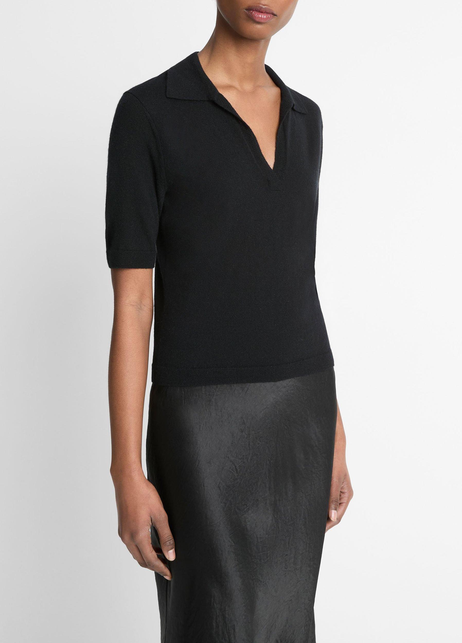 Cashmere-Silk Short-Sleeve Polo Sweater Product Image