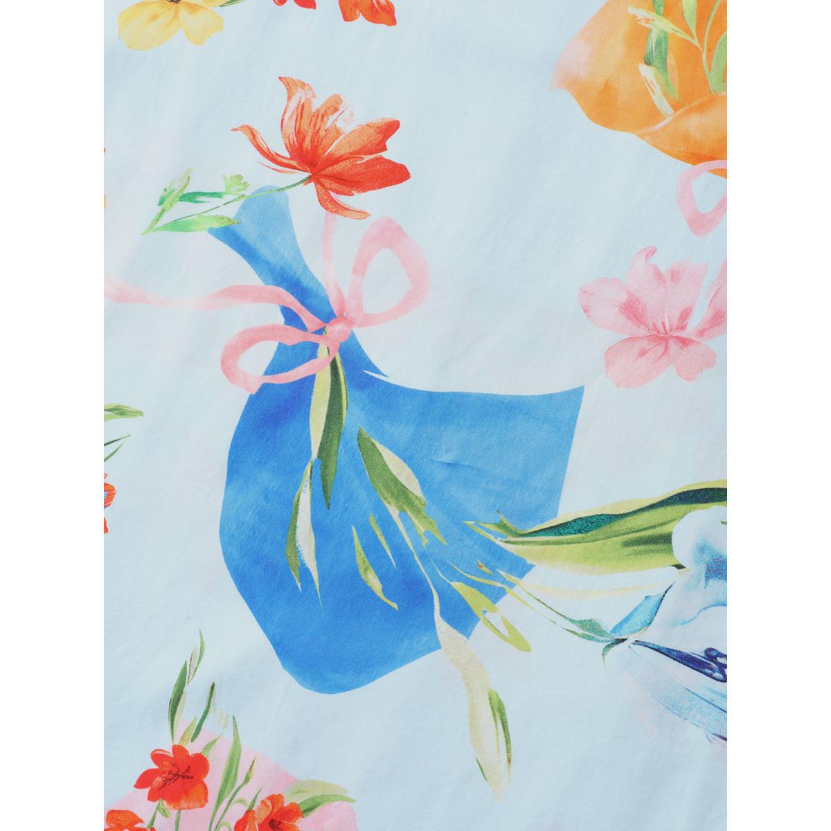 Plus Size Rayon Floral Print Pockets Midi Dress Multicolor Women Round Neck Short sleeve Curvy BloomChic 14-16/1X Product Image