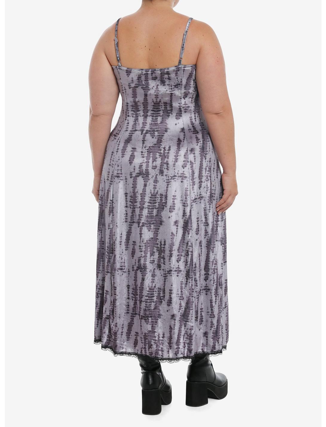 Grey Wash Velvet Lace Midi Dress Plus Size Product Image