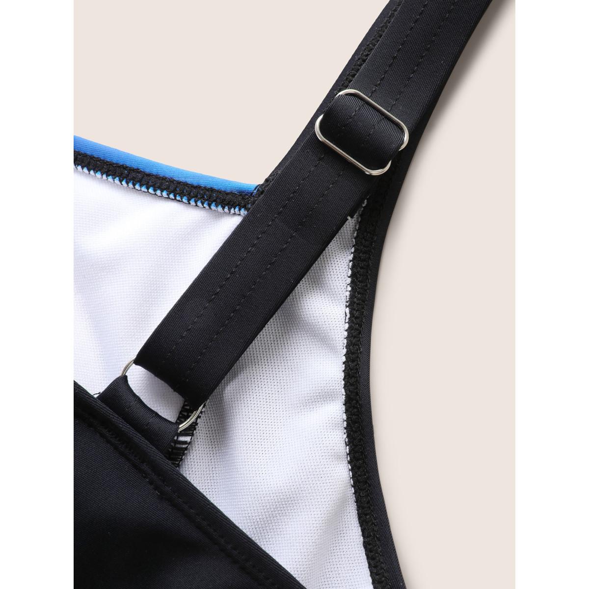 Plus Size Colored Striped Gathered Twist Front Swim Top Women's Swimwear Multicolor Beach Twist High stretch Skinny Heart neckline Curve Swim Tops BloomChic 14-16/1X Product Image