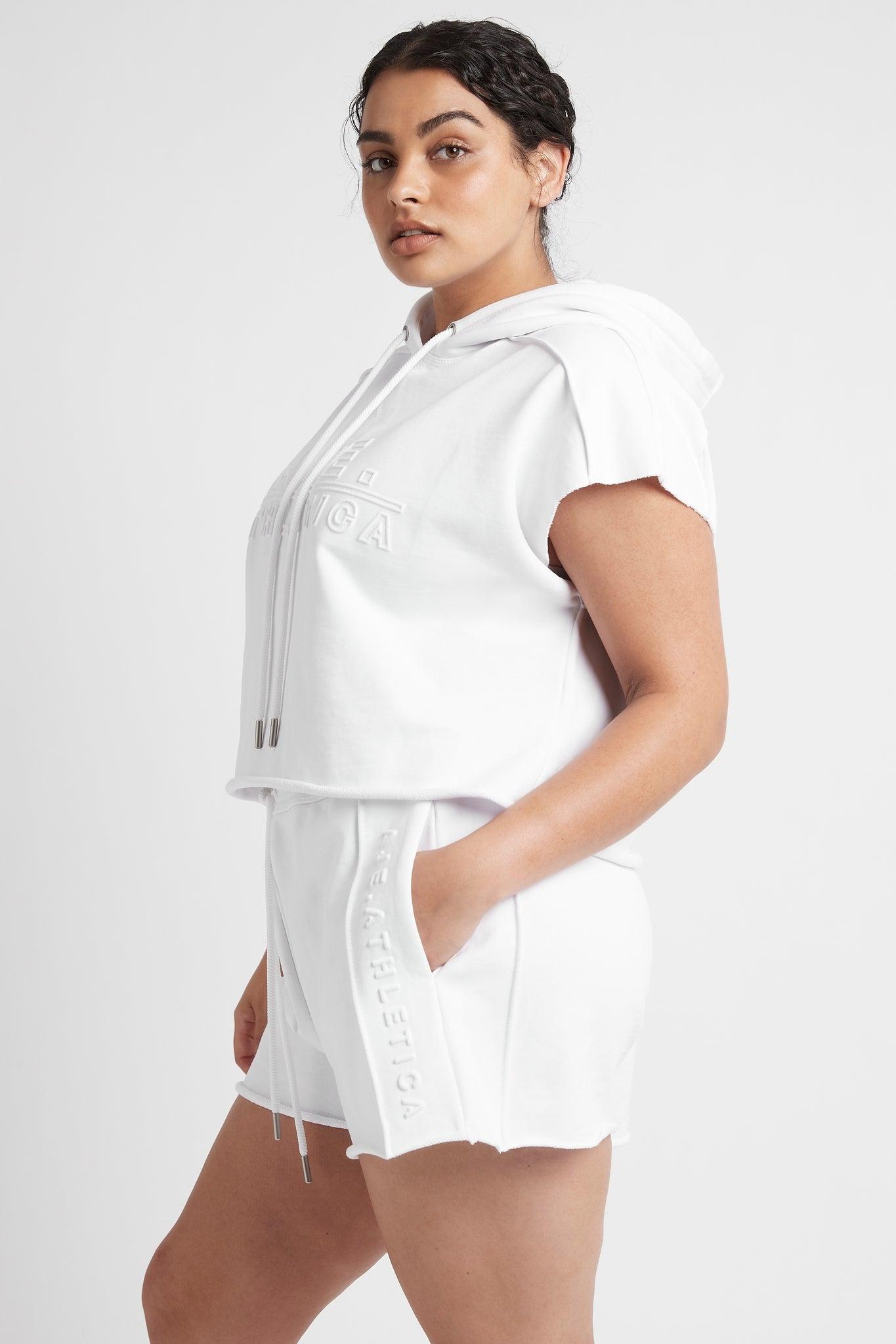 Embossed Classic Short Sleeve Cropped Hoodie 402 Product Image