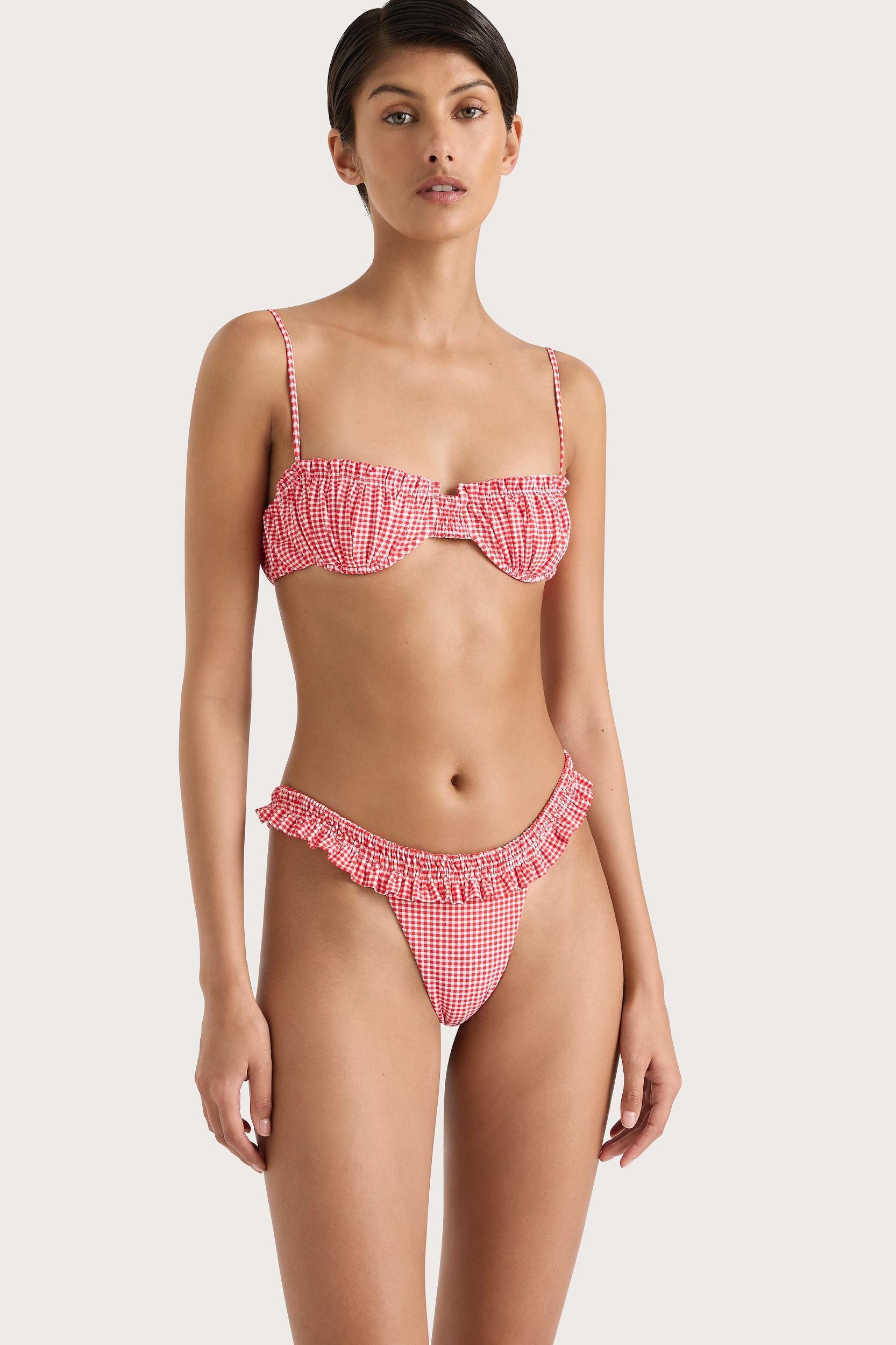 Esterel Bikini Bottom Gingham Red - Final Sale Product Image