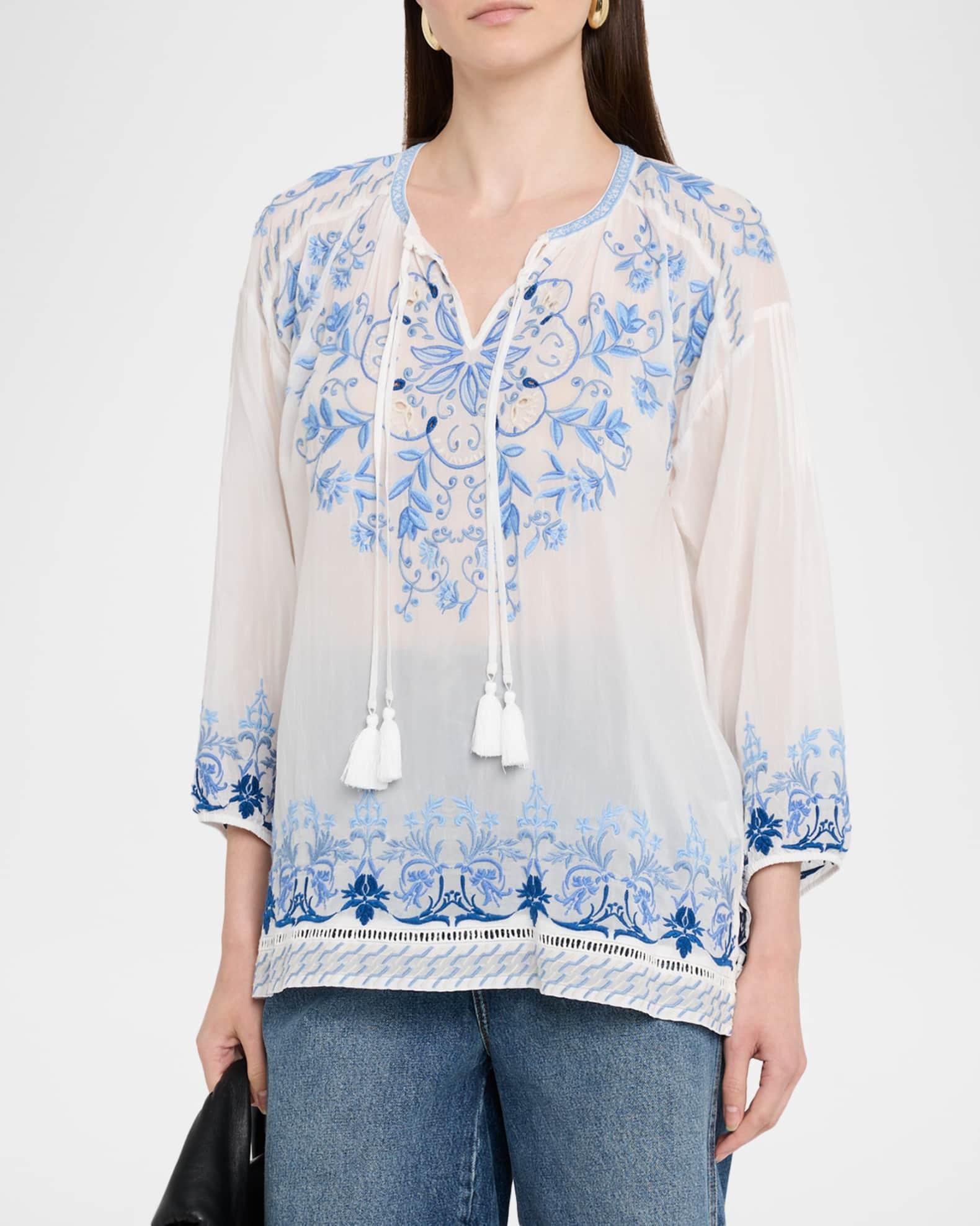 Margot Floral-Embroidered Georgette Blouse Product Image