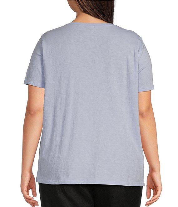 Eileen Fisher Plus Easy Organic Cotton Jersey Knit V-Neck Short Sleeve Tee Product Image