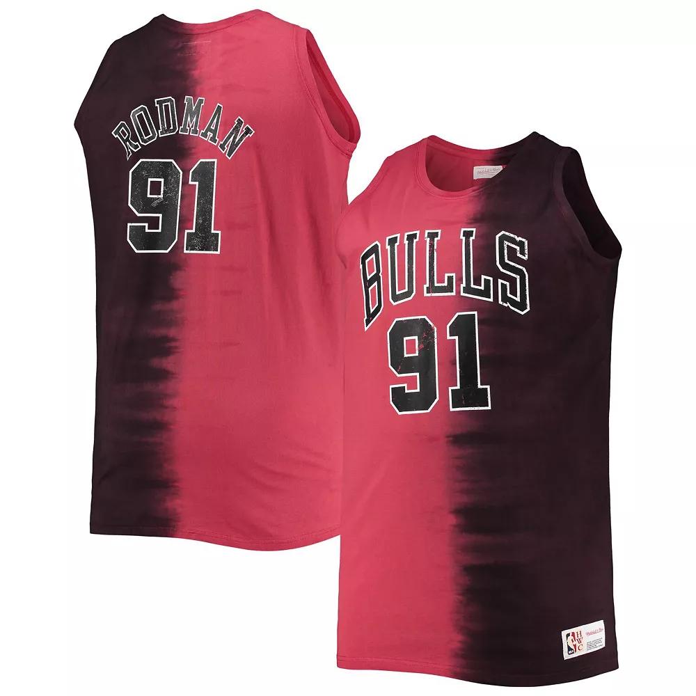 Men's Mitchell & Ness Dennis Rodman Black/Red Chicago Bulls Profile Tie-Dye Player Tank Top, Size: 6XB Product Image