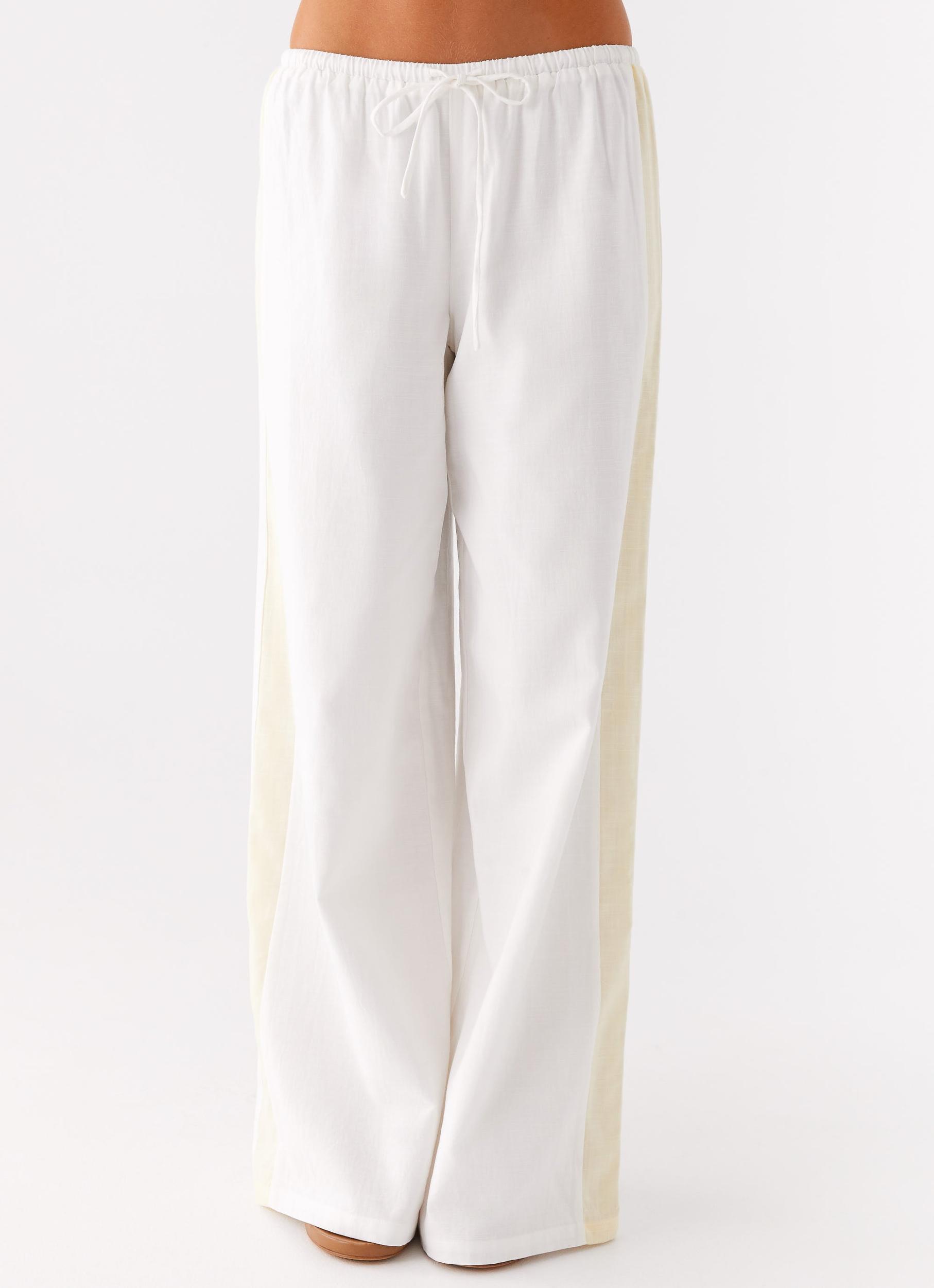 Oska Drawstring Pants - White Product Image