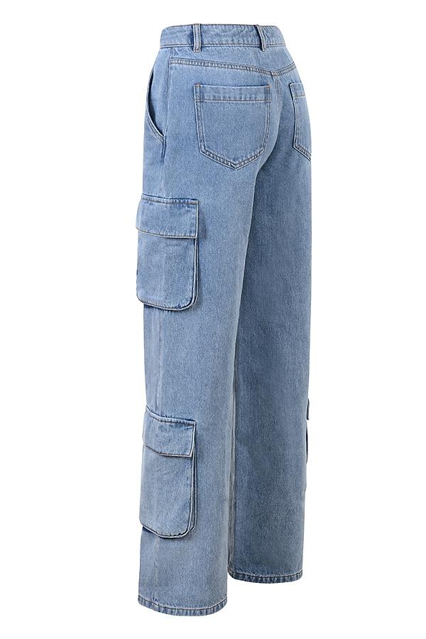 Ria  blue washed utility jeans Product Image