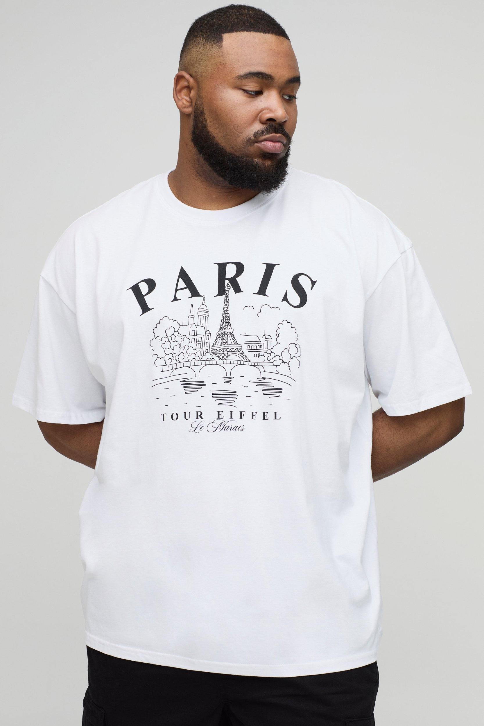Plus Oversized Paris Location Print T-Shirt | boohooMAN USA Product Image