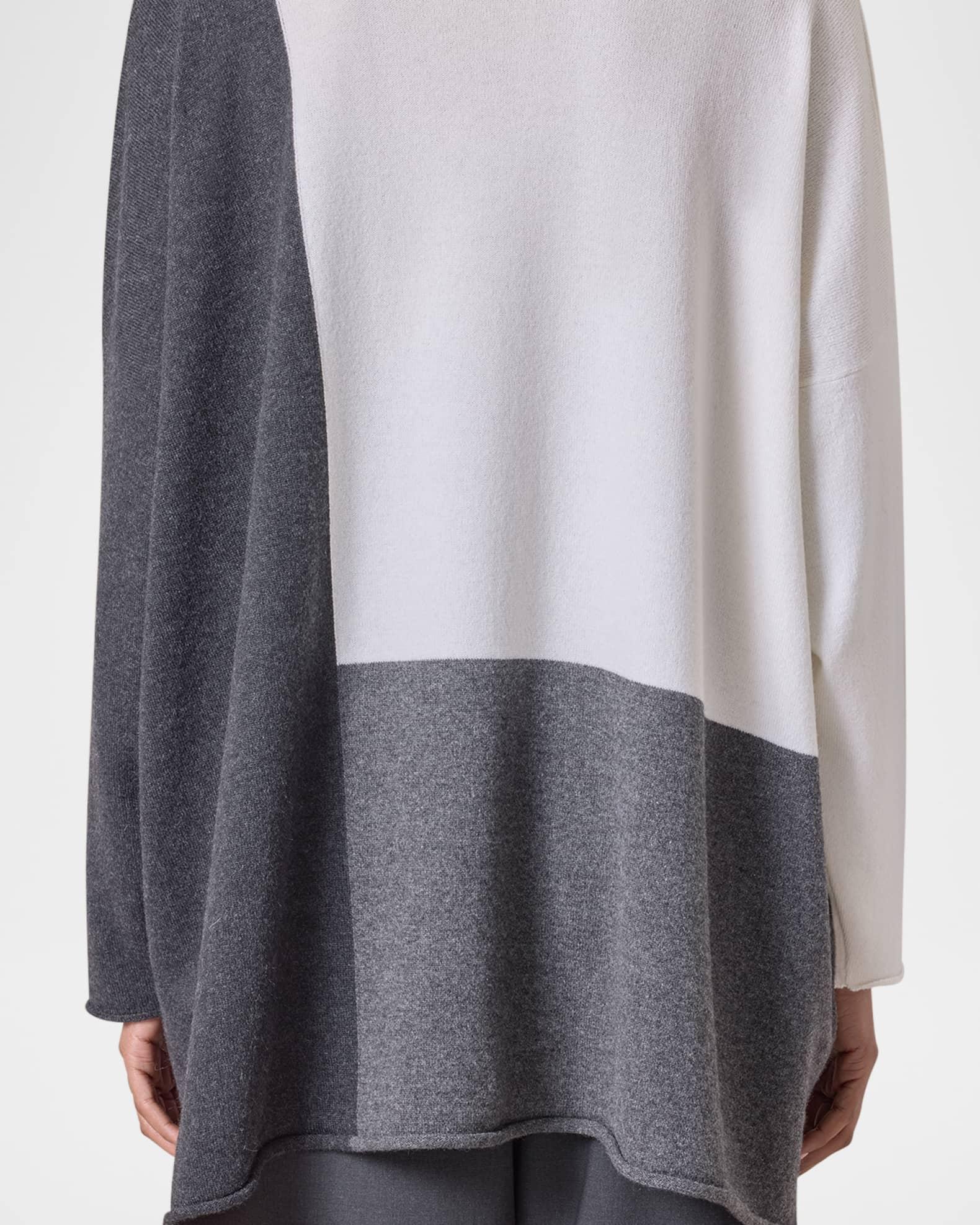 Color Block Cashmere Bateau-Neck Sweater (Long Length) Product Image