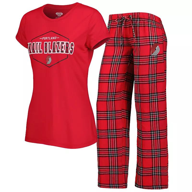 Womens Concepts Sport /Black Portland Trail Blazers Badge T-Shirt & Pajama Pants Sleep Set Product Image
