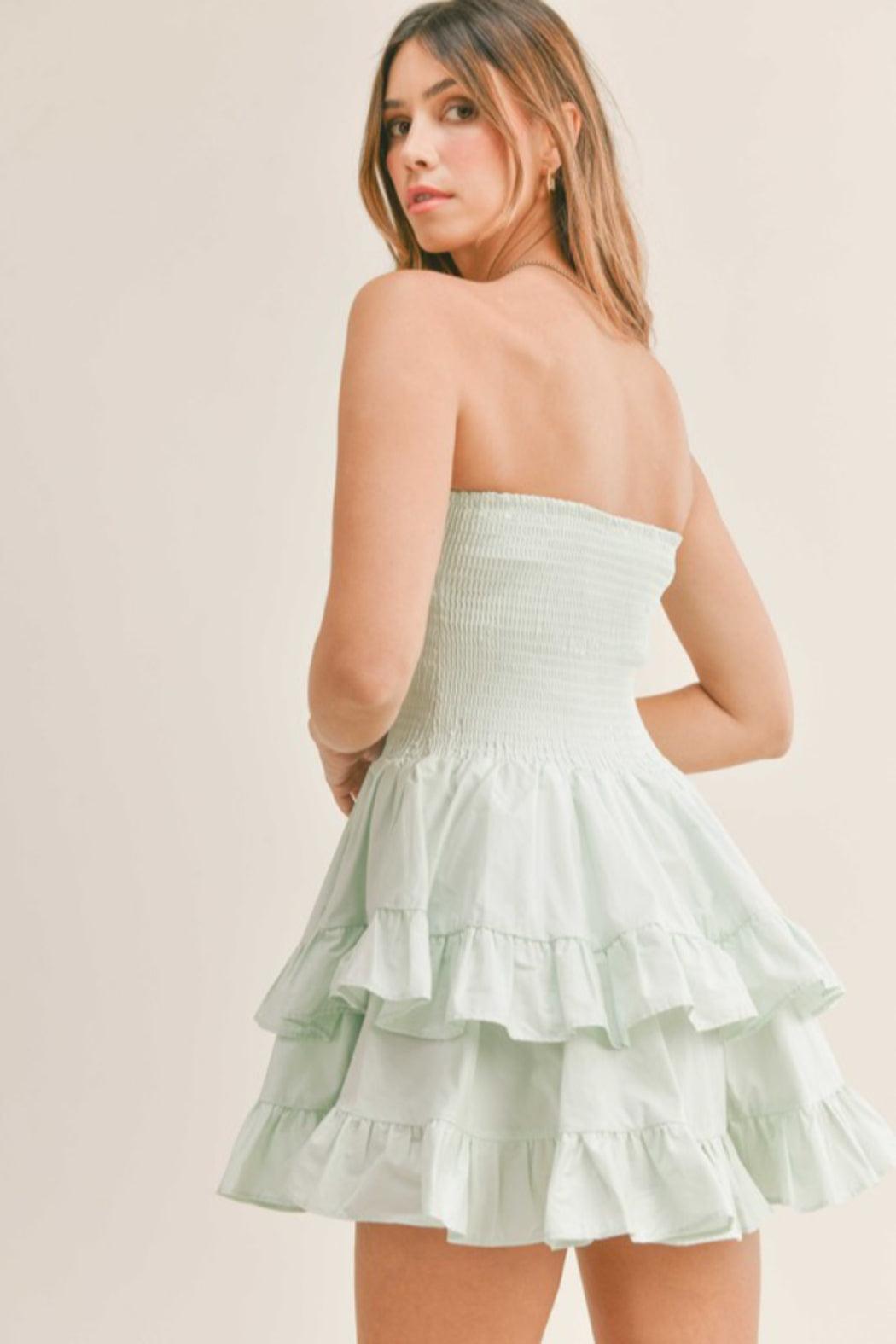 Strapless Ruffle Mini Dress Product Image