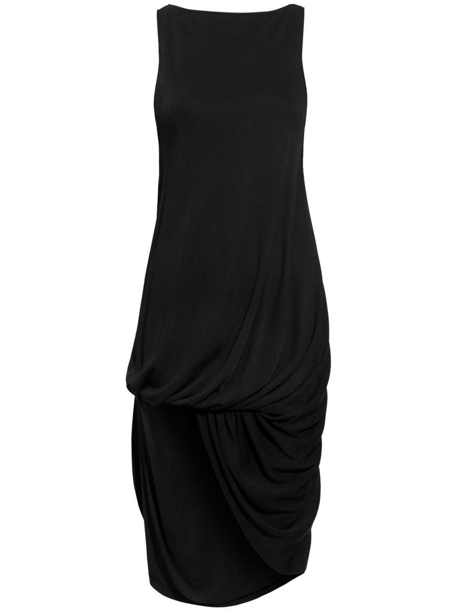 JACQUEMUS Draped Sleeveless Peplum Dress With Asymmetrical Hem In Black Product Image