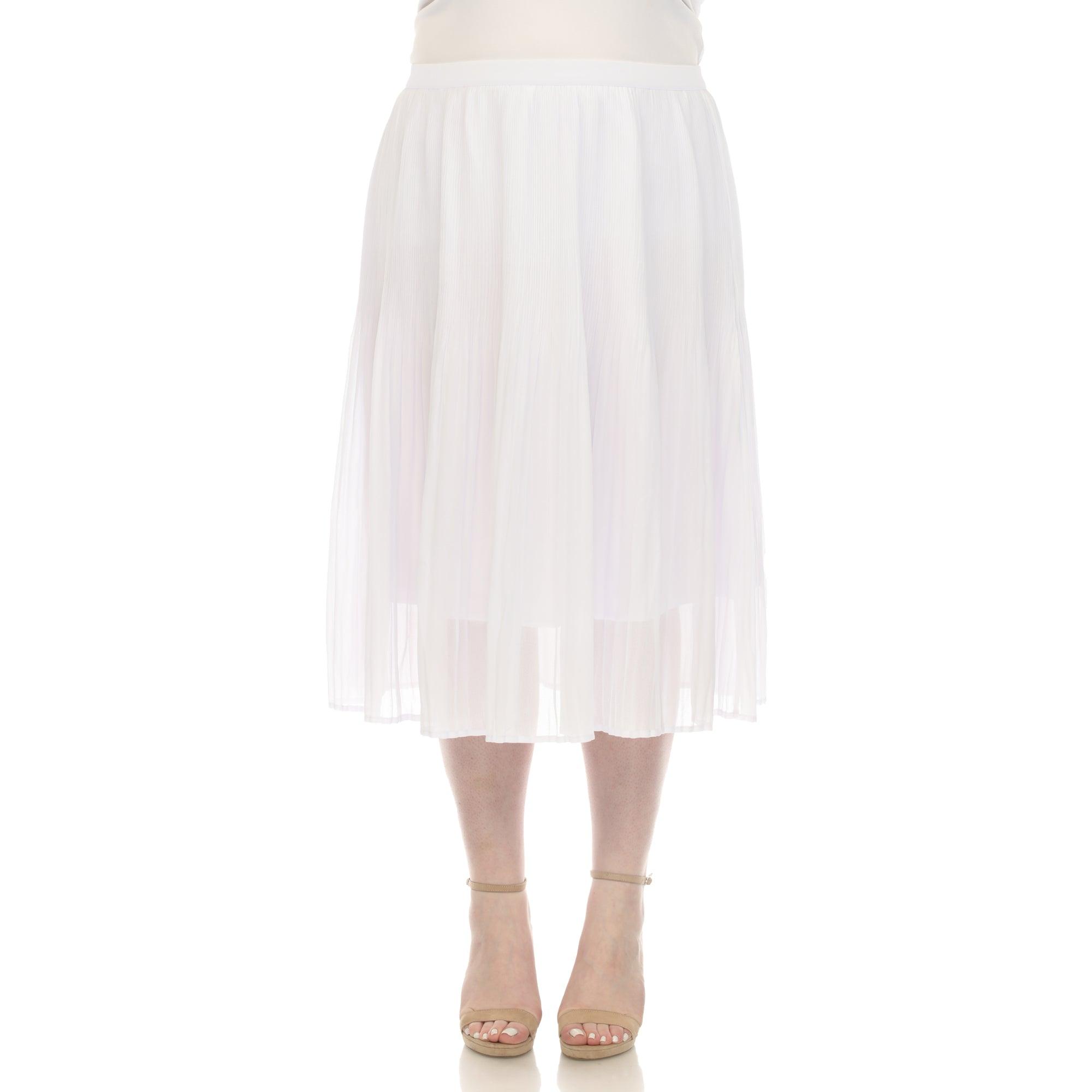 Plus Size Pleated Chiffon Midi Skirt Product Image
